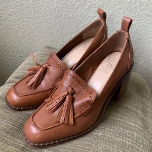 Vince Camuto Caiana Congac brauner Halbschuh Größe 7,5M Absätze Oxford Quasten - Bild 1 von 12