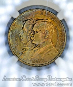 Brazil 1000 Reis ND 1922 MS63 NGC aluminum-bronze KM#522.1 COLORFUL TONING - Picture 1 of 9