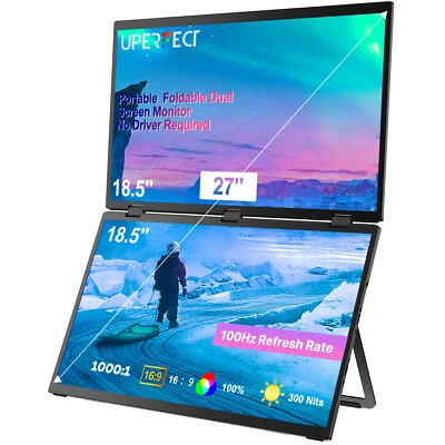 UPERFET Dual Monitor 18.5" 1920x1080 Dual Portable Monitor for Laptop Extender - image 1 of 4
