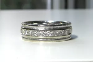 Natural VS Princess Cut 1 CT Diamond Men's Ring 10.3 Gram Solid 14K Gold Size 10 - Picture 1 of 12