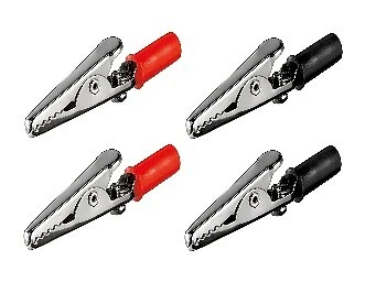 4 Krokodilklemmen Bananenstecker Set Krokodilklemme Schraube Rot Schwarz 51mm