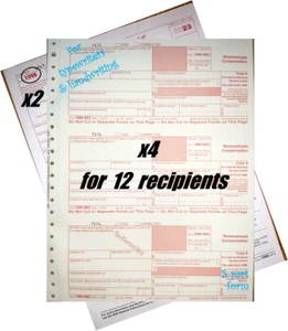 2023 IRS Tax Form 1099-NEC Carbonless for 12 recipients + (2) 1096 --- NO Env - Picture 1 of 5