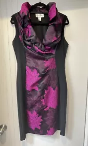 Joseph Ribkoff Dress w/ Wired Collar Purple & Black Size 14 - Glam Party Evening - Picture 1 of 7