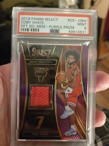2019-20 Select Draft Jersey Patch Coby White Purple Prizm /99 PSA 9 Bulls RC - Picture 1 of 2