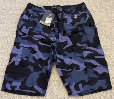 NUEVO CON ETIQUETAS Pantalones Cortos Para Hombre Rocawear Azul Marino Camuflados Cintura Elástica Carga Bolsillo TODAS LAS TALLAS Foto 1 de 4