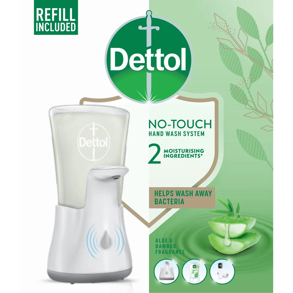 Sagrotan/Dettol No-Touch Seifenspender + 250ml Aloe Vera Nachfüller - Bild 1 von 3