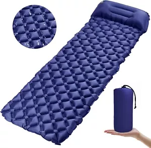 Camping Isomatte Luftmatratze Ultraleicht Matratze mit Kissen Reisen Blau B282 - Bild 1 von 9