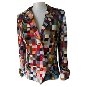 Aventures Des Toiles Square Art Blazer Jacket Womens Size 40 Multicolor - Picture 1 of 11