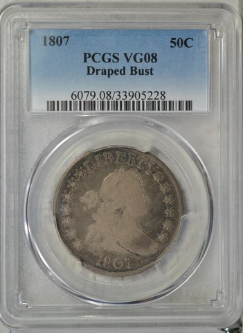1807 Draped Bust half dollar, PCGS VG08..........Type Coin Company Cover