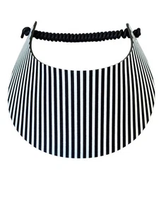 PICKLEBALL MARKETPLACE - Fabric Foam Visor - No Headache -"Black & White Stripe" - Picture 1 of 1