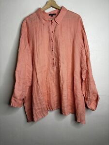Eileen Fisher Peach Handkerchief Irish Linen A-Line Shirt Women’s Size 2X Orange