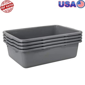 Large 32L Plastic Bus Tubs 4-Pack Commercial Tote Box Storage Solution New - Picture 1 of 8