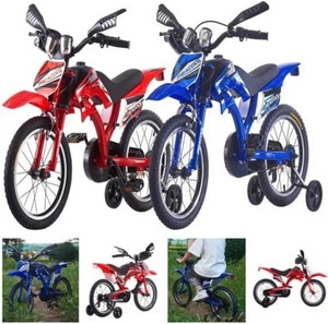 Kids Bike 16-20 inch Moto Style Boys Girls Bicycle Cycling Removable Stabilisers - Picture 1 of 14