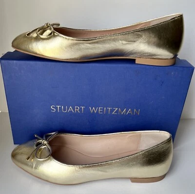 Zapatos planos de ballet Stuart Weitzman para mujer Gabby dorado brillante EE. UU. 10 Foto 1 de 4