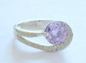 Gorgeous Signed RSC Silver Tone Purple Crystal Ring Size 6 - Picture 1 of 6