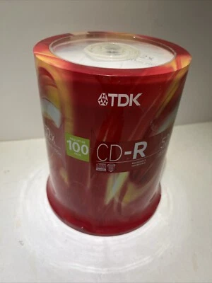 ✨TDK CD-R DISC Spindle 100 pack 700MB 52x 80 min 🔵NEW SEALED - Image 1 of 3