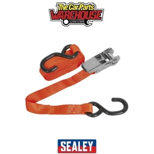 Sealey TD0845S Ratchet Strap Polyester Webbing with S-Hook 25mm x 4.5m 800k - Picture 1 of 5
