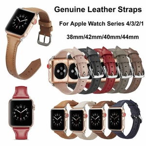 Nueva correa protectora de cuero genuino para Apple Watch 7 6 5 4 3 2 1 38-45 mm - Imagen 1 de 57