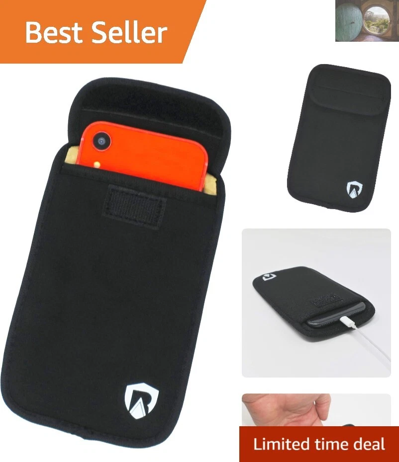 Radiarmor Anti-radiation Cell Phone Sleeve - EMF Blocking Pouch Large Black