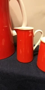 Vintage 3pc Orange Sango Fine China Tea Coffee Pot Creamer Sugar #203 - Picture 1 of 9