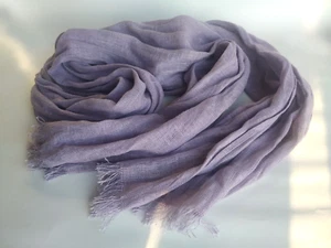 Purple 100 % linen warm scarf organic softened flax lilac color - Picture 1 of 8
