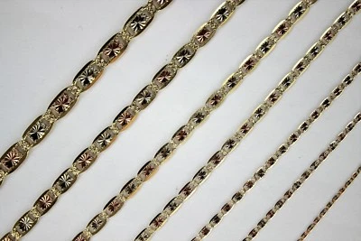 10K Yellow White Rose Gold Tri Color Valentino Chain Necklace 1.5mm~4mm / 16~30" - Image 1 of 3