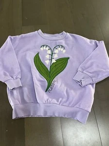Mini Rodini Purple Lily Of The Valley Emb Sweatshirt 3-5 Years - Picture 1 of 5