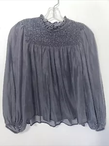 Zara Grey XS Peasant Top New The Laura Blouse Boho Back to School Modest Career - Picture 1 of 8