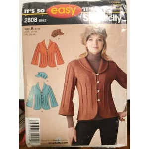 Schnittmuster für Damen Mütze Strickjacke Schalkragen B31,5-40 Simplicity 2808 G - Bild 1 von 5
