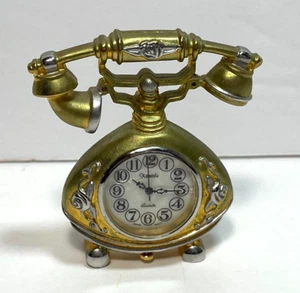 Orologio da scrivania vintage Xanadu quarzo miniatura quadrante rotante forma telefono bicolore meta - Foto 1 di 6
