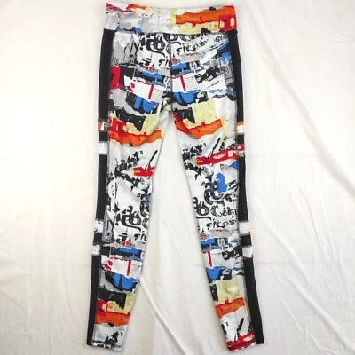 Joggers femininas Forever 21 tamanho M estampa completa colorida branca ventilada ioga stretch - Imagem 1 de 4