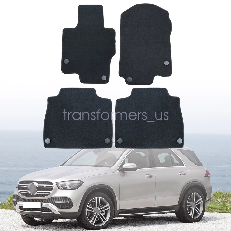 2020-2025 For Mercedes-Benz GLE-Class Front-Rear Velour Floor Mats Carpet Black - Image 1 of 4