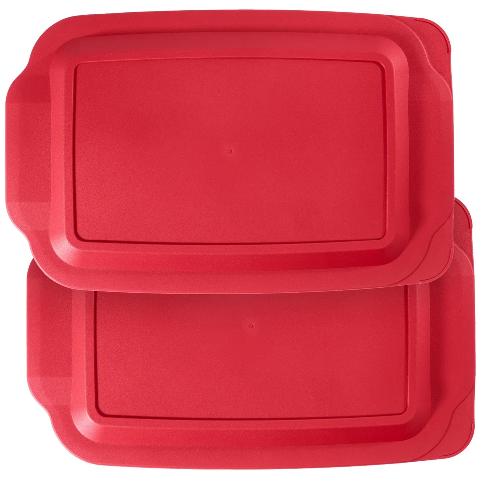 2 tapas de repuesto para cazuela de vidrio Pyrex 9 x 13 cubierta roja 233-PC Foto 1 de 4