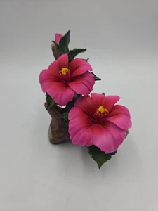 70er Jahre Coastal Hollywood Regency Capodimonte Stil Porzellan Hibiskus - Bild 1 von 5