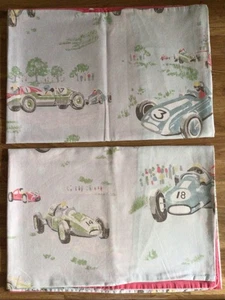USED 2 Housewife Pillowcases Cath Kidston Race Cars & Spots Reversible Cotton - Picture 1 of 6