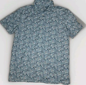 Southern Tide Golf Polo Shirt Men's Medium Blue Summer AOP Palma Ceia 1916 - Picture 1 of 5