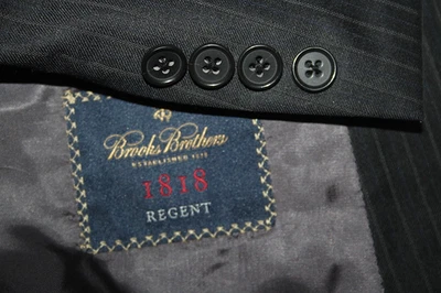 BROOKS Brothers Regent 男式 42S 灰色条纹羊毛西装外套运动外套美国制造 — 第 1/4 张图片