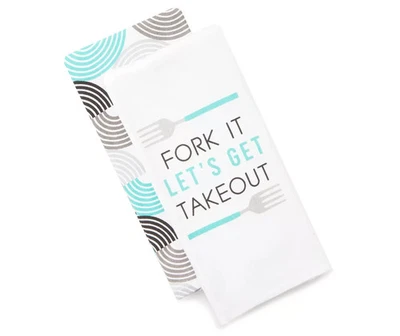 НОВЫЙ набор из 2 хлопковых смешных кухонных полотенец Fork It Let's Get Takeout 15x25 дюймов - Изображение 1 из 3