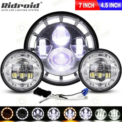 Faro LED de 7" para Harley Electra Glide Ultra Classic + luces antiniebla de 4,5" Foto 1 de 4