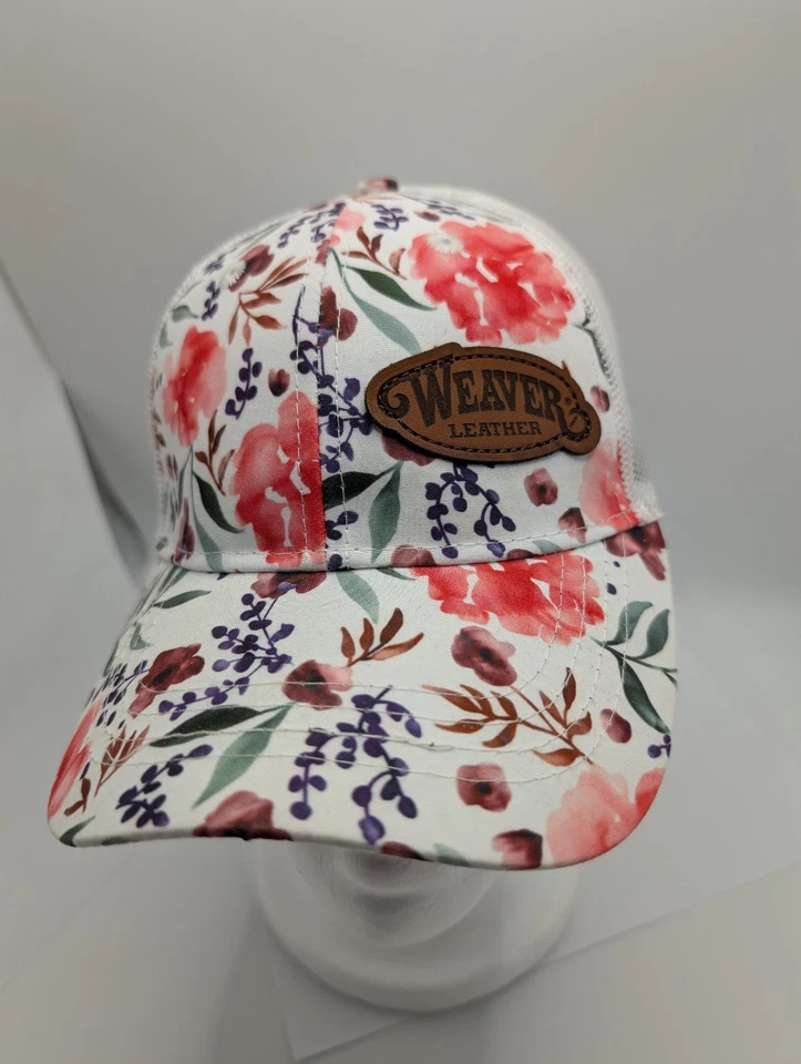 Sombrero de Cuero Tejedor Para Hombre Floral Camionero Malla Snapback Ajustable Blanco Unisex Foto 1 de 4