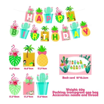 Tropische Party Dekorationen Hawaiianische Flamingo Ballon Banner Kuchen Topper - Bild 1 von 4