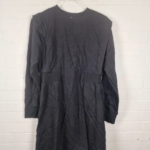 Zara Womens Mini Sweater Dress Black Graphic Weekend Text back Tie Size Large UK - Picture 1 of 5