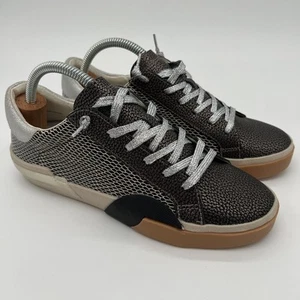 Dolce Vita Lace-Up Metallic Sneakers Zina Mercury Leather Size 7- Fast Shipping! - Picture 1 of 11