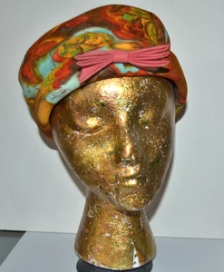 Sombrero Pastillero Vintage Tela Paisley Años 60 EE. UU. - Imagen 1 de 7