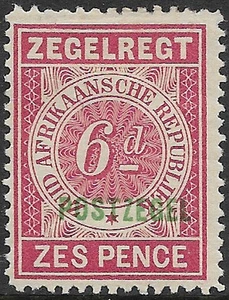 Transvaal - South Africa 1895 6d sg 215 MH Fiscal overprinted POSTAGE - Picture 1 of 2