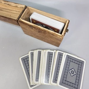 Caja de Tarjetas Hecha a Mano Almacenamiento Madera Roble Jugar Juego de Intercambio Magic The Gathering Béisbol - Imagen 1 de 12
