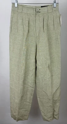 Винтажные брюки женские маленькие / 26 дюймов высокая талия расслабленные плиссированные льняная смесь - Изображение 1 из 4