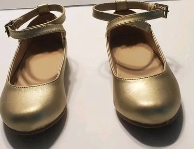 NEW NIB Coutgo Girls Mary Jane Shoes Ankle Buckle Flats Little Kid Size 11 Gold - Image 1 of 4