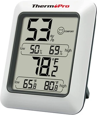 ThermoPro TP50 Digital Hygrometer Indoor Thermometer Room Classic, White  - Image 1 of 4