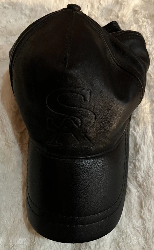 Men’s Stacy Adams Black Leather Logo Cap Adjustable! - Image 1 of 4
